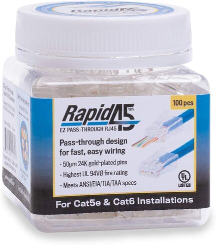 EZ Pass-shourgh RJ45 RAPID45 CAT5E/6 CONNECTOR. 100/جرة. in Saudi Arabia