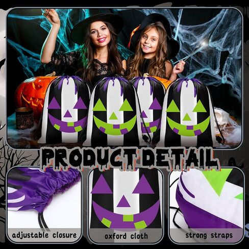 24 قطعة من حقائب الهالوين برباط سحب من سويتود، حقائب ظهر برباط للهالوين، حقائب هدايا قابلة لاعادة الاستخدام، اكياس حلوى للاطفال في الهالوين ولوازم الحفلات, برتقالي in Kuwait