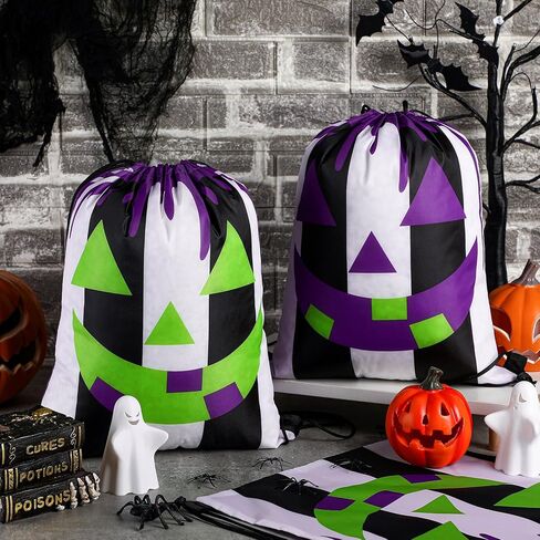24 قطعة من حقائب الهالوين برباط سحب من سويتود، حقائب ظهر برباط للهالوين، حقائب هدايا قابلة لاعادة الاستخدام، اكياس حلوى للاطفال في الهالوين ولوازم الحفلات, برتقالي in Kuwait