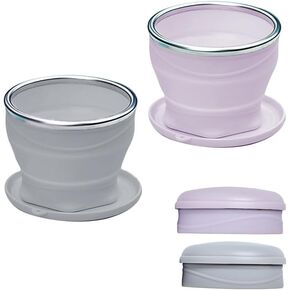 2pcs فنجان قهوة قابلة للطي - كوب سفر سيليكون 180 مل مع غطاء ماء تخيم خفيف الوزن لغطاء لغطاء خفيفة الوزن لخارجية (2 ، رمادي+أرجواني) in Kuwait