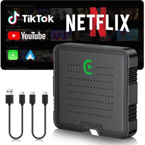 Wireless CarPlay Adapter & Android Auto - Plug & Play,AI Box Support Netflix/YouTube,Mini Car Play Wireless Adapter,Fits for OEM Wired CarPlay Cars in Saudi Arabia