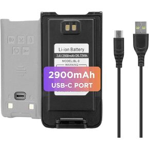 قامت Baofeng بترقية بطارية BL-9 2800 MAH USB-C مع كابل الشحن ، وبطارية بديلة للراديو ثنائية الاتجاه لـ UV-9R ، و UV-9G ، و GT-3WP ، و UV-9R Pro ، و GMRS-9R ، و Black (مع منفذ USB-C) in Kuwait