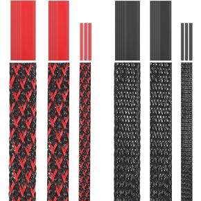 6 Roll 96ft Wire Loom Braided Cable Sleeve with 127 Pcs Tube Heat Shrinkable, Cord Covers for Pets, PET Expandable Cord Organizer for Audio Video Cable Cord USB Cable in Kuwait