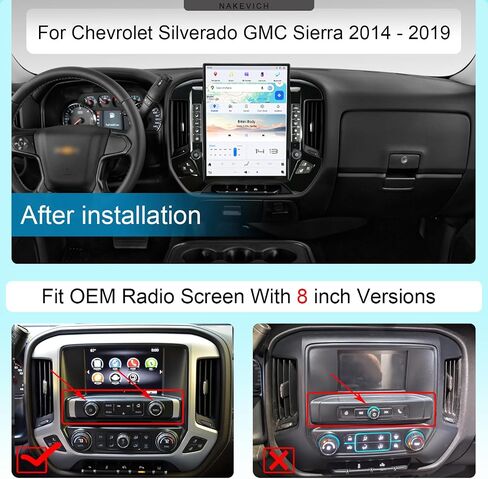 15.6 Inch Screen Qualcomm Android 13 Car Radio for Chevrolet Silverado GMC Sierra 2014-2019 Stereo Upgrade Tesla Style Multimedia Player Head Unit GPS Navigation（for OEM 8 inch Screen） in Saudi Arabia
