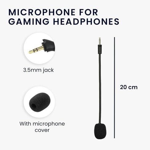 ميكروفون Kwmobile متوافق مع Razer Kaira Pro - MIC بديل لسماعات الألعاب - الأسود in Saudi Arabia