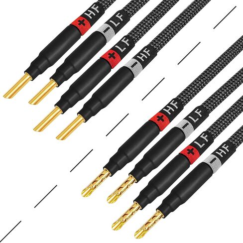 أفضل كابلات في العالم 10 أقدام في نهاية المطاف - 12 AWG - فائقة النخاع OFC - زوج مكبر صوت AUM -AMP الممتاز مع سدادات Banana Gold Banana و Carbon Tweed سترة in Saudi Arabia