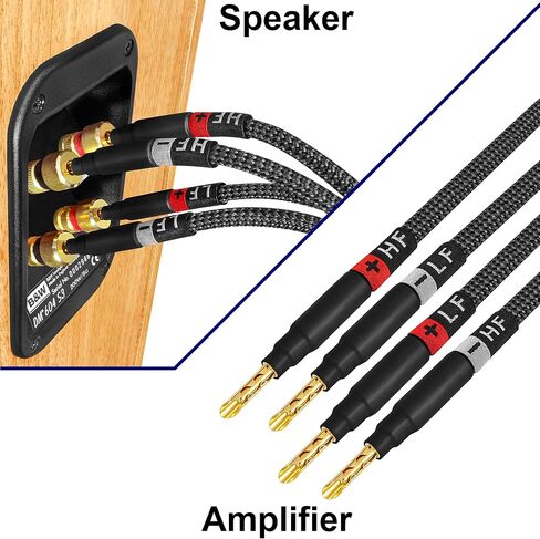 أفضل كابلات في العالم 10 أقدام في نهاية المطاف - 12 AWG - فائقة النخاع OFC - زوج مكبر صوت AUM -AMP الممتاز مع سدادات Banana Gold Banana و Carbon Tweed سترة in Saudi Arabia