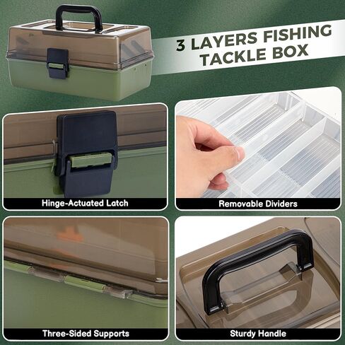 3 طبقات معالجة مربع مع معالجة الصيد بما في ذلك ، 475 PCS صيد السمك الساحات الطقم ، الأوزان ، والسنانير ، وغيرها in Kuwait