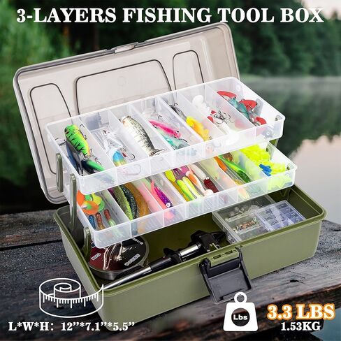 3 طبقات معالجة مربع مع معالجة الصيد بما في ذلك ، 475 PCS صيد السمك الساحات الطقم ، الأوزان ، والسنانير ، وغيرها in Kuwait