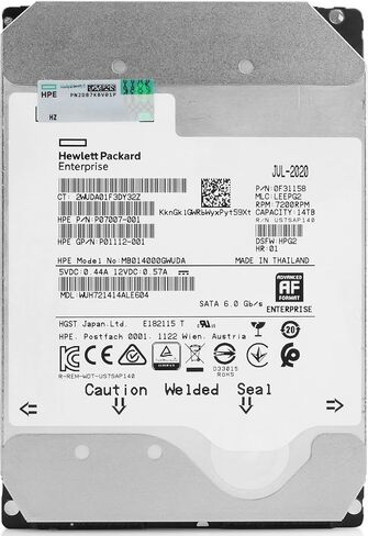 HP/WD WUH721414ALE604-0F31158 14TB 7.2K RPM SATA 6Gb/s 512e 3.5in MB014000GWUDA P07007-001 Enterprise HDD (Renewed) in Saudi Arabia