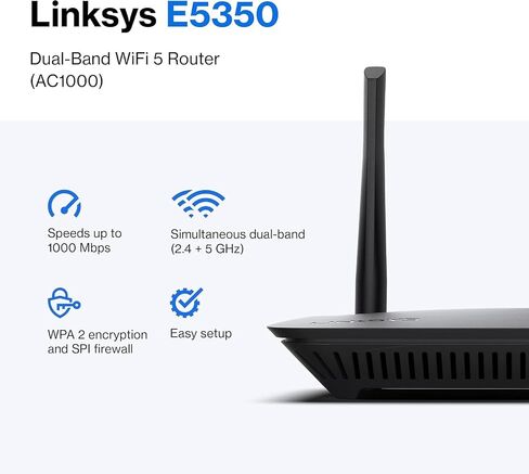 Linksys E5350 WiFi 5 جهاز توجيه مزدوج النطاق AC1000 ، الإعداد الشرقي ، اتصالات WiFi موثوقة وسرعات WiFi (متجددة) in Saudi Arabia