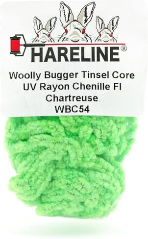Hareline Wooly Bugger Tinsel Core UV Rayon Chenille #127 FL Chartreuse in Kuwait