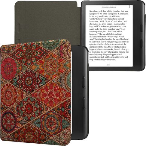 حالة Kwmobile Cork متوافقة مع Kobo Libra Color - Book Style Protection E -Reader Flip Cover Case - نمط بني/أزرق/أحمر in Saudi Arabia