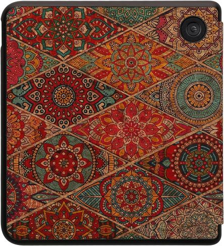 حالة Kwmobile Cork متوافقة مع Kobo Libra Color - Book Style Protection E -Reader Flip Cover Case - نمط بني/أزرق/أحمر in Saudi Arabia