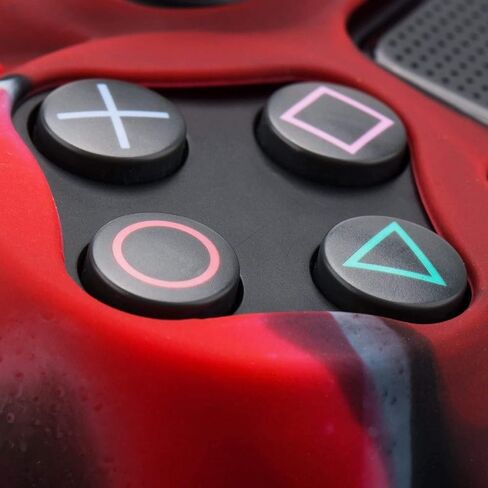YoRHa Studded Silicone Cover Skin Case for Sony PS4/slim/Pro Dualshock 4 Controller x 1(Camouflage red) with Pro Thumb Grips x 8 in Saudi Arabia