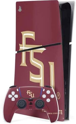Skinit Decal Gaming Skin Compatible with PS5 Slim Digital Edition Bundle - Officially Licensed Florida State FSU Seminoles Logo Design in Saudi Arabia