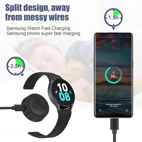 Dock Charger USB-C لـ Samsung Galaxy Watch ، تم ترقيته من Dock Cradle Dock لـ Galaxy Watch 7/6/5/5 Pro/4/4 Classic/3/Active/Ultra/Fe in Kuwait