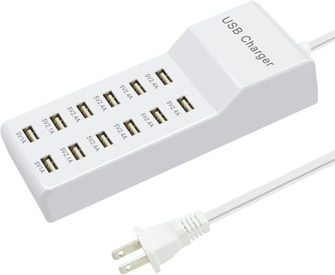 Multi Port USB Charging Station Corder Charger ، محطة شحن سريعة متعددة المنافذ ، متوافقة مع iPhone و Android هواتف Android والأجهزة اللوحية ومكبرات صوت Bluetooth - مضغوطة للمكتب المنزلي والسفر الأبيض in Saudi Arabia