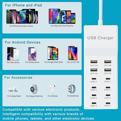 محطة شحن USB شاحن حائط متعدد المنافذ شحن سريع in Kuwait