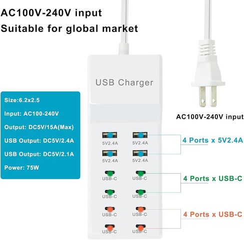 محطة شحن USB شاحن حائط متعدد المنافذ شحن سريع in Kuwait