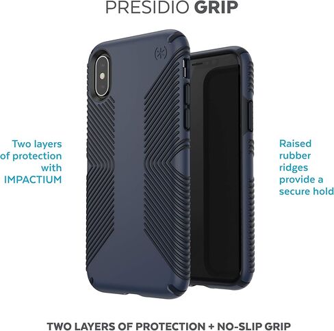 منتجات سبيك، حافظة Presidio Grip لهاتف iPhone Xs/iPhone X، باللون الأزرق الكسوف/الكربون الأسود in Saudi Arabia