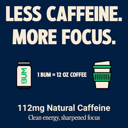 BUM Sugar-Free Energy Drink, Cherry Frost - Lightly Carbonated & No Artificial Colors, Natural Caffeine & Citicoline for Energy & Focus, Brain Boost & Workout Sports Beverage - 12 oz, Pack of 12 in Saudi Arabia