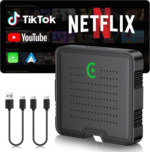 محول CarPlay اللاسلكي و Android Auto - Plug & Play ، AI Box Support Netflix/Youtube ، Mini Car Play Wireless Adapter ، يناسب سيارات CarPlay السلكية OEM in Saudi Arabia