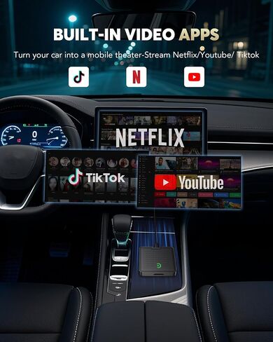 محول CarPlay اللاسلكي و Android Auto - Plug & Play ، AI Box Support Netflix/Youtube ، Mini Car Play Wireless Adapter ، يناسب سيارات CarPlay السلكية OEM in Saudi Arabia