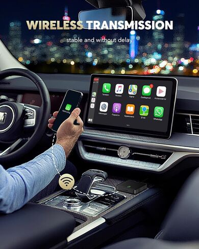 محول CarPlay اللاسلكي و Android Auto - Plug & Play ، AI Box Support Netflix/Youtube ، Mini Car Play Wireless Adapter ، يناسب سيارات CarPlay السلكية OEM in Saudi Arabia