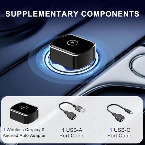 2 في 1 محول Carplay اللاسلكي ، Mini Auto Wireless Carplay & Android Adapter مع منفذ USB/USB-C ، اتصال مستقر لا يوجد تأخير متوافق مع iOS 10+ ، Android 11+ in Saudi Arabia