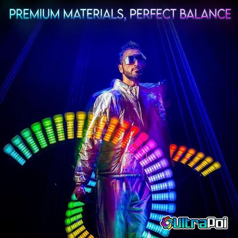 مجموعة UltraPoi HelixPoi Pro - Helix Poi Pro مع مقابض LED UltraKnob Pro - أكثر من 40 نمطًا ونمطًا من الألوان - مصابيح Poi LED قابلة لإعادة الشحن عبر USB مع حافظات متينة ناعمة ومقاود قابلة للتعديل - لعبة دوارة لفنون التدفق in Kuwait