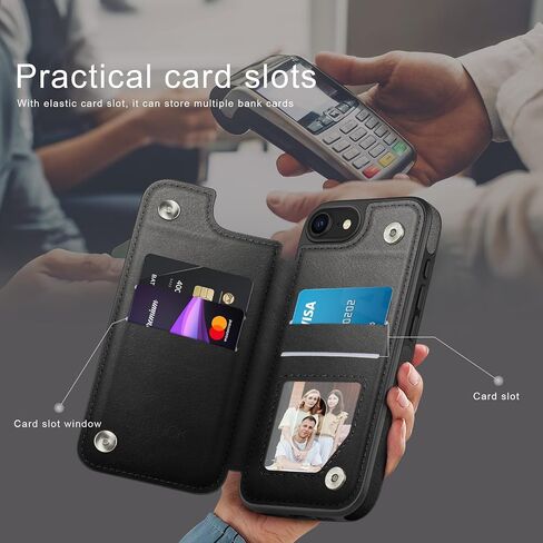 DJDuck مصمم ل iPhone 7/8/SE2020/SE2022 محفظة مع حامل البطاقة ، [غطاء القفل المغناطيسي] [RFID حظر حماية الجلود] نساء مقاوم للصدمة من الرجال 4.7 بوصة ل Apple 7/8/S2 فاتح بني in Saudi Arabia