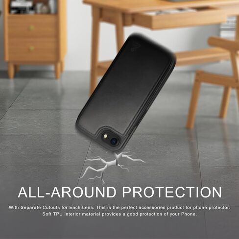 DJDuck مصمم ل iPhone 7/8/SE2020/SE2022 محفظة مع حامل البطاقة ، [غطاء القفل المغناطيسي] [RFID حظر حماية الجلود] نساء مقاوم للصدمة من الرجال 4.7 بوصة ل Apple 7/8/S2 فاتح بني in Saudi Arabia