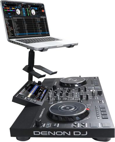 Prox Live Performance Gear Tear Respable Captop Stand for DJ S ، حامل كمبيوتر محترف ، قابل للتعديل ، رائد أسود ، Denon ، Numark ، Native ، Rane ، Hercules in Saudi Arabia