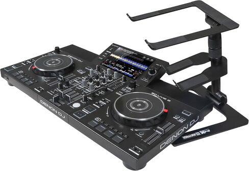 Prox Live Performance Gear Tear Respable Captop Stand for DJ S ، حامل كمبيوتر محترف ، قابل للتعديل ، رائد أسود ، Denon ، Numark ، Native ، Rane ، Hercules in Saudi Arabia