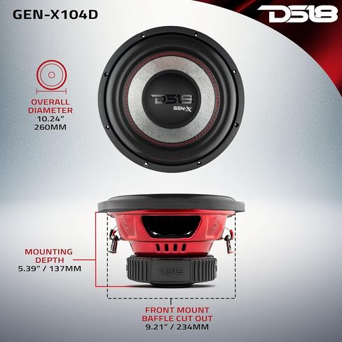 DS18 GEN-X124D Subwoofer in Black - 4 Layer Black Aluminum Voice Coil, 12", 900W Max Power, 450W RMS, Dual 4 Ohms - Powerful Car Audio Bass Speaker (1 Speaker) in Kuwait