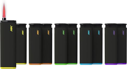 MK Lighter, 10 PCS Assorted Colors Jet Black Style Pocket Lighters, Windproof Pocket Lighter, Cigar Lighter, Camping Lighter, Candle Lighter, Refillable Lighter, Butane Lighter in Saudi Arabia