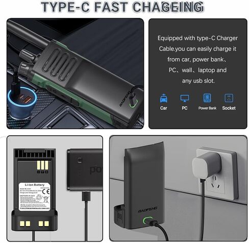 Baofeng DM32 UV32 بطارية بديلة بديلة عالية السعة مع كابل شحن USB-C لراديو HAM متوافق مع DM-32UV UV-32 Series ثنائية الاتجاه accessiory ، 2pack in Kuwait