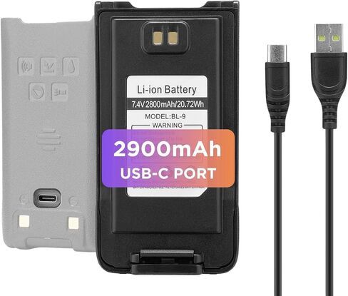 قامت Baofeng بترقية بطارية BL-9 2800 MAH USB-C مع كابل الشحن ، وبطارية بديلة للراديو ثنائية الاتجاه لـ UV-9R ، و UV-9G ، و GT-3WP ، و UV-9R Pro ، و GMRS-9R ، و Black (مع منفذ USB-C) in Kuwait