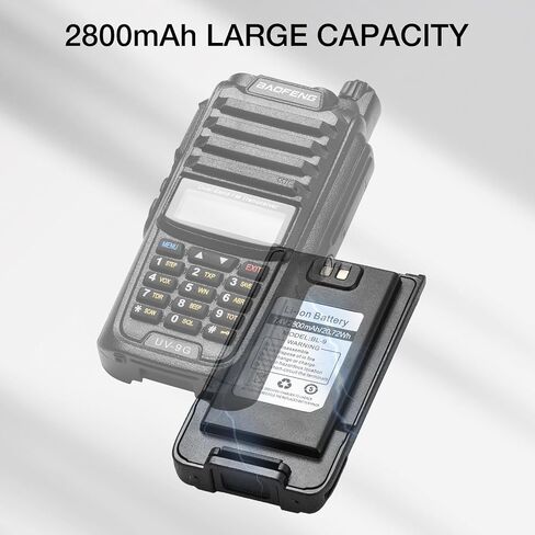 قامت Baofeng بترقية بطارية BL-9 2800 MAH USB-C مع كابل الشحن ، وبطارية بديلة للراديو ثنائية الاتجاه لـ UV-9R ، و UV-9G ، و GT-3WP ، و UV-9R Pro ، و GMRS-9R ، و Black (مع منفذ USB-C) in Kuwait