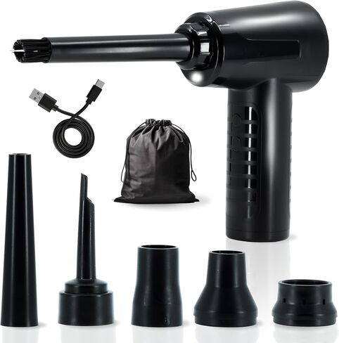 Lapstore Car Car Cordless Portably-3-in-1 فراغ محمول ، Duster Air Duster & Velatorator ، 53000 دورة في الدقيقة محرك 3 سرعات ، بطارية مزدوجة 2000 مللي أمبير في الساعة ، شحن USB-C سريع للسيارة ، المنزل ، السفر (الأسود) in Saudi Arabia