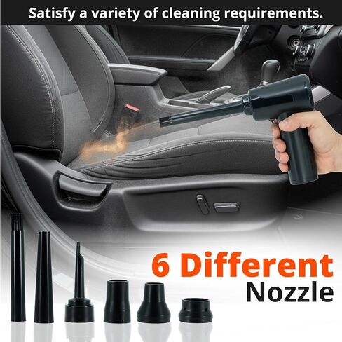 Lapstore Car Car Cordless Portably-3-in-1 فراغ محمول ، Duster Air Duster & Velatorator ، 53000 دورة في الدقيقة محرك 3 سرعات ، بطارية مزدوجة 2000 مللي أمبير في الساعة ، شحن USB-C سريع للسيارة ، المنزل ، السفر (الأسود) in Saudi Arabia