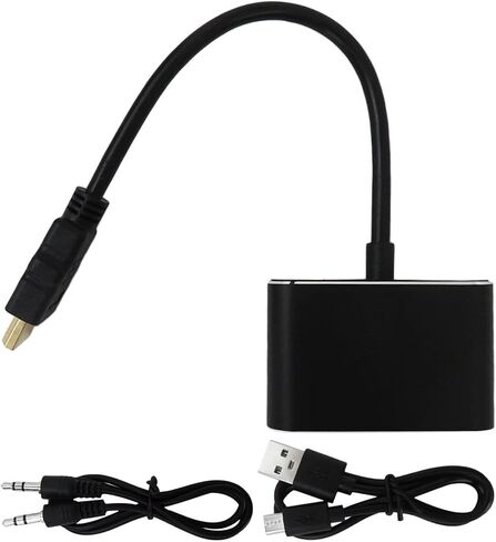 New HDMI to VGA, HDMI to VGA Adapterfor Computer, Desktop, Laptop, PC, Monitor, Projector, HDTV and More - Black 1920x1080P@60HZ, The HDMI Ports Supports 2K HD (2560x1440@@60HZ) in Saudi Arabia