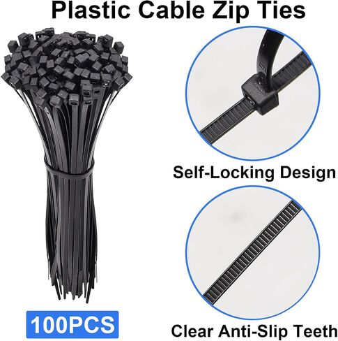 250Pack Black Cable Zip Ties Assorted Sizes 4'' 6'' 8'' 12'' Plastic Wire Ties Cable Cord Management for Office, Home, Garden in Saudi Arabia