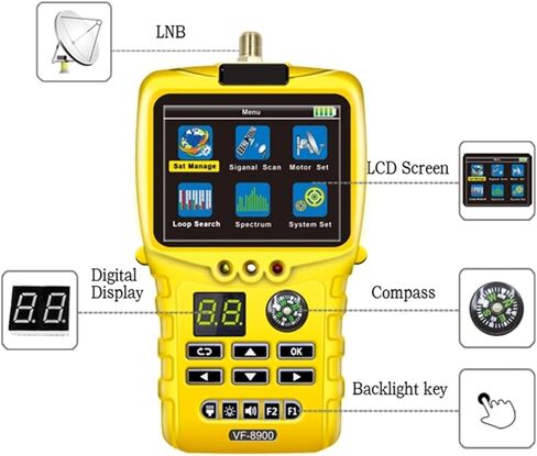 Finder Digital Satellite ، FF-8900 SAT Finder لمستقبل الأقمار الصناعية DVB S2/DVB S DISH Satfinder Compass Satellite Search Meter Search ، Matelite Meter in Kuwait