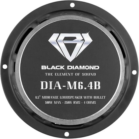 BLACK DIAMOND Mid and High Complete Package - Includes 2X Midrange Loudspeaker 6.5" and 2X Aluminum Super Bullet Tweeter 1" Built in Crossover - Door Speakers for Car or Truck Stereo Sound System in Saudi Arabia