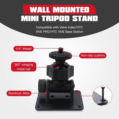 New Wall Mount 1/4 Screw Mini Tripod Stand Holder for Valve Index/HTC Vive/Vive PRO Base Station-Equipped with Strong Double- Sided Adhesive and Screw Set-Drill or Adhensive in Kuwait