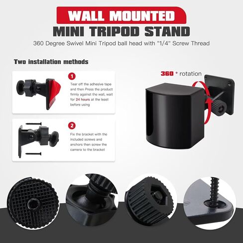 New Wall Mount 1/4 Screw Mini Tripod Stand Holder for Valve Index/HTC Vive/Vive PRO Base Station-Equipped with Strong Double- Sided Adhesive and Screw Set-Drill or Adhensive in Kuwait