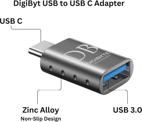 DigiByt USB-C to USB 3.2 Adapter 2-Pack, 10Gbps High-Speed Data Transfer, Premium Zinc Alloy, Compatible with iPhone 15, iPad Pro, MacBook, Thunderbolt 4/3 Devices in Saudi Arabia