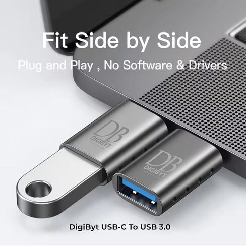 DigiByt USB-C to USB 3.2 Adapter 2-Pack, 10Gbps High-Speed Data Transfer, Premium Zinc Alloy, Compatible with iPhone 15, iPad Pro, MacBook, Thunderbolt 4/3 Devices in Saudi Arabia